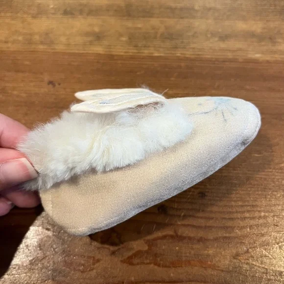 Vintage Baby Newborn Girl's Girls Crib Shoes Booties Rabbit Ears Rabbit Fur Pink - Picture 4 of 7